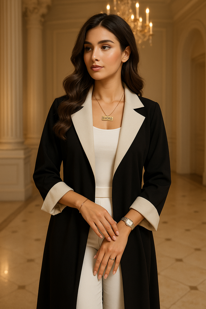 Luxury Cardigan (Kaftan) BiegeBlack