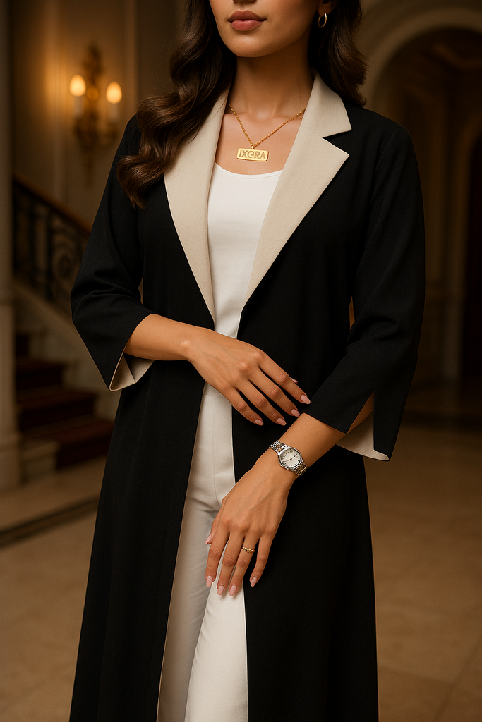Luxury Cardigan (Kaftan) BiegeBlack