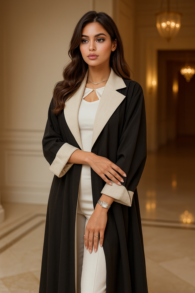 Luxury Cardigan (Kaftan) BiegeBlack