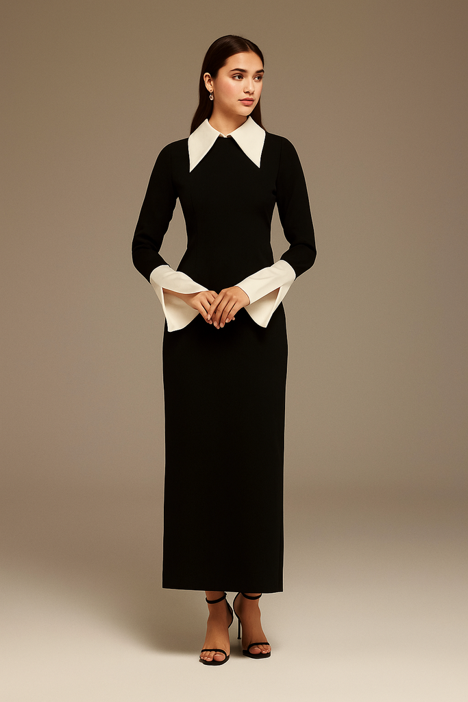 Black Touched White Dress