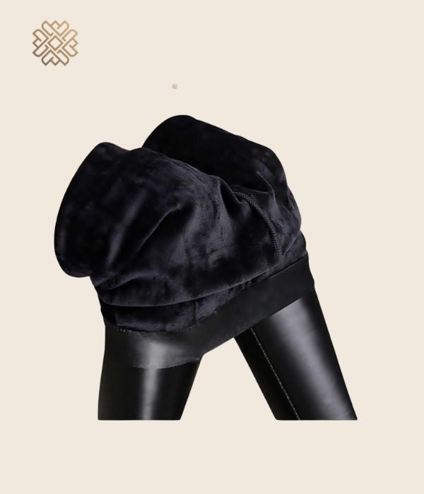 بنطلون جلد مبطن فرو Fur lined leather pants - Ixora اكسورا