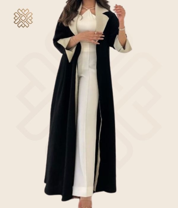 Luxury Cardigan (Kaftan) BiegeBlack - Ixora اكسورا