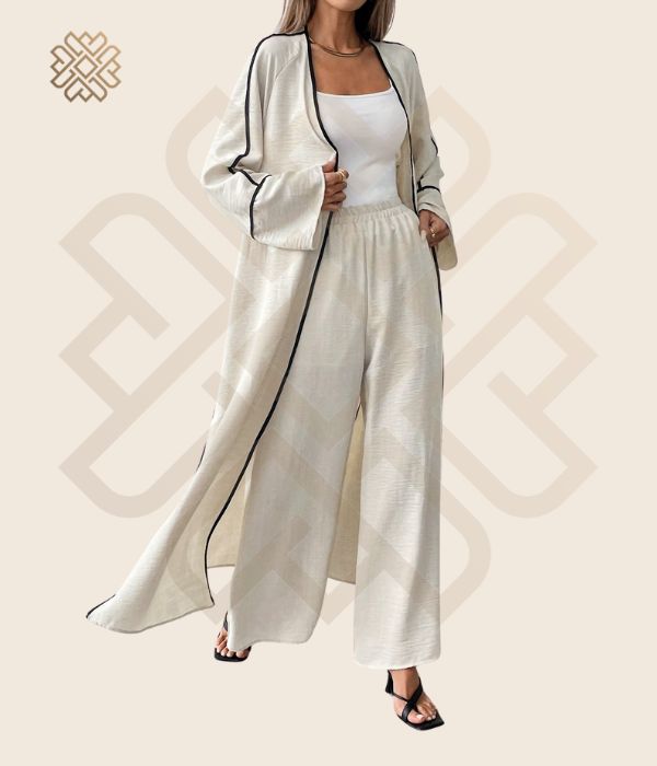 Luxury Cardigan (Kaftan) LinenLined + Pants (Limited Time Offer) - Ixora اكسورا